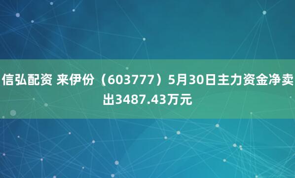 信弘配资 来伊份（603777）5月30日主力资金净卖出3487.43万元